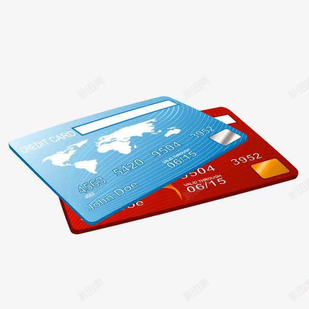 蓝色红色信用卡银行卡矢量图ai免抠素材_88icon https://88icon.com 信用卡 红色 蓝色 银行卡 矢量图