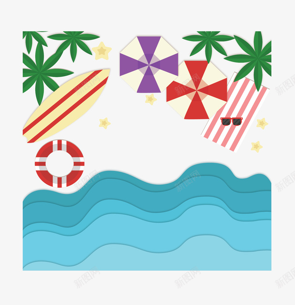 蓝色夏季美丽海边矢量图ai免抠素材_88icon https://88icon.com 夏季 夏季海边 海边 矢量png 美丽海边 蓝色海边 矢量图