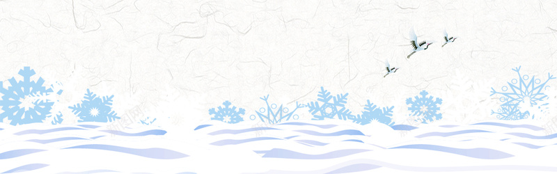 冬季白色蓝色质感手绘平面banner背景