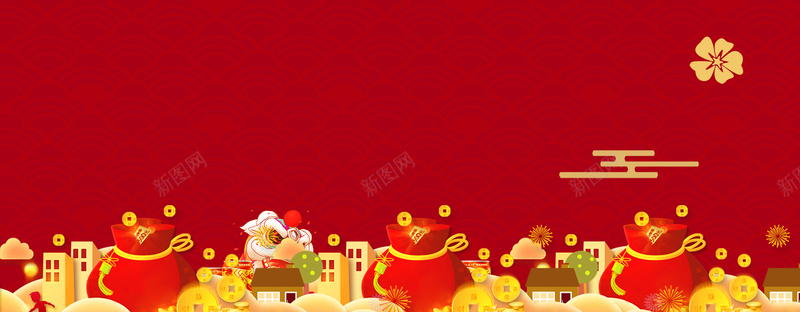 新年福袋简约红色背景背景