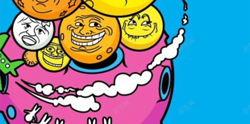 有趣卡通H5图jpg设计背景_88icon https://88icon.com 卡通 手绘 搞怪 有趣 有趣卡通H5素材 童趣 蓝色