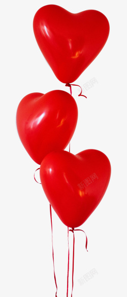 串联三个红色的心形气球高清图片