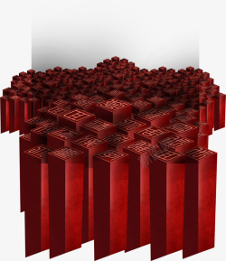 红色方形汉字立体素材