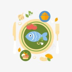 鱼汤和配料素材