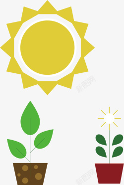 扁平太阳照射植物矢量图素材