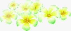 春天手绘黄绿色漂浮花朵素材