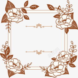 手绘山茶花花朵边框矢量图素材