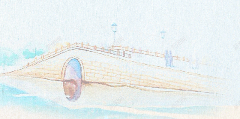 中国风桥简洁h5素材背景jpg设计背景_88icon https://88icon.com 中国风 桥 简洁 蓝色 粉色 h5素材背景 水彩 手绘