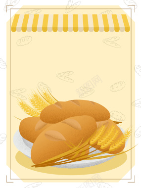 黄色创意手绘面包甜食美食海报背景背景