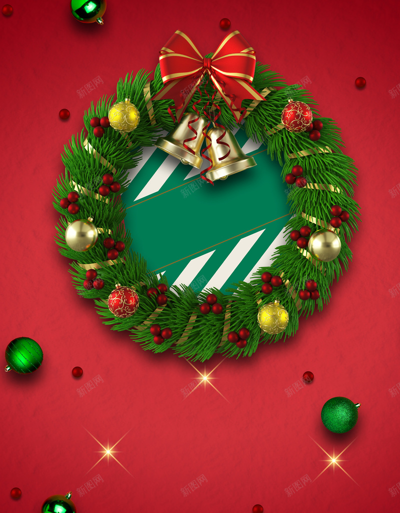 圣诞节绿色植物圈圈红色高档背景psd设计背景_88icon https://88icon.com 圈圈 圣诞节 植物 红色 绿球 绿色 蝴蝶结 铃铛 高档