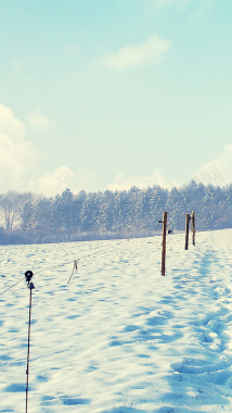 蓝色天空雪景H5背景图片背景