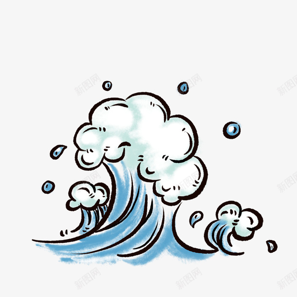 海浪浪花手绘涂鸦小清新水彩国潮png免抠素材_88icon https://88icon.com 和风海浪 国潮 手绘 抽象海浪素材 浪花 海浪 海浪动画 海浪形状
