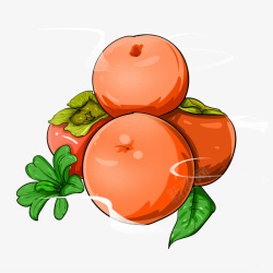 打柿子手绘柿子元素图高清图片