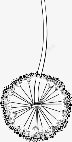 飞扬植物黑色线条蒲公英高清图片