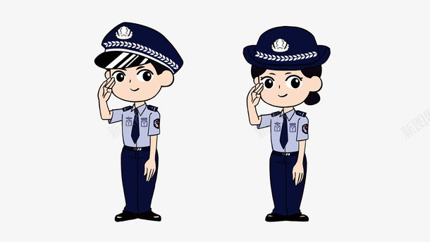 卡通男警女警png免抠素材_88icon https://88icon.com 人民警察 公安 卡通 女警 执业人员 执法人员 治安 男警