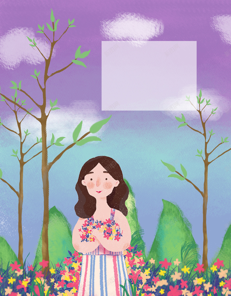 卡通手绘女王大人女生节海报psd设计背景_88icon https://88icon.com 38 人物 卡通 女王大人 女生节 妇女节 手绘 插画 树 海报 素材 花朵