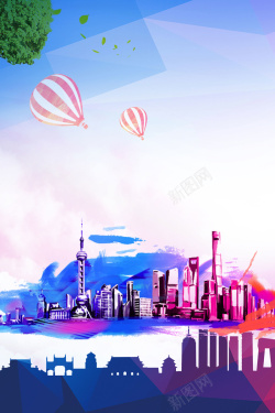 上海东方明珠塔上海印象上海旅游创意海报高清图片