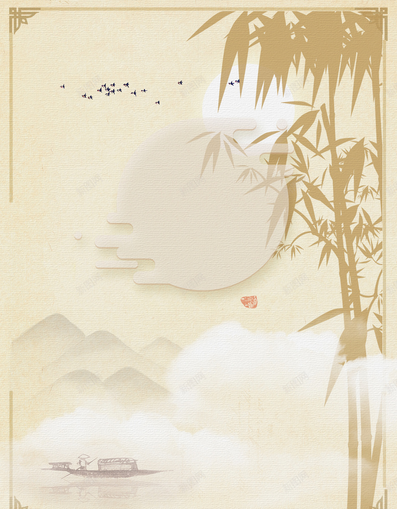 中国风水墨竹psd分层psd设计背景_88icon https://88icon.com psd 中国风 传统 分层 地产 复古 宣传 水墨竹 简笔山水画