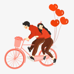创意气球自行车情侣自行车元素高清图片