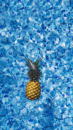 水蓝背景一个小小的菠萝H5背景高清图片