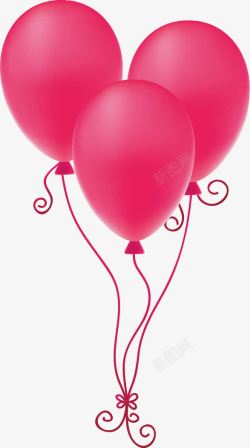 手绘3个粉色气球素材