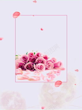 粉色唯美玫瑰花夏季新品海报背景背景