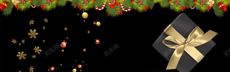 圣诞节黑色促销banner背景