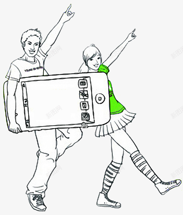 大学生和手机手绘线稿免抠素材png免抠素材_88icon https://88icon.com 大学生 男生 女生 线稿 手机