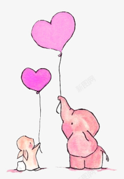 粉色小象小象与小兔子的爱情高清图片