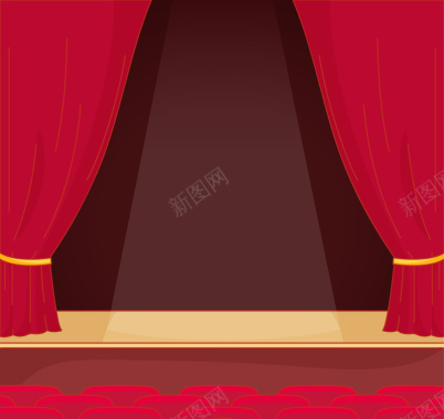 红色幕布和舞台的礼堂背景背景