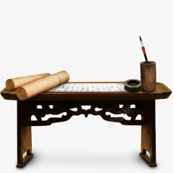 书桌矢量图古风书桌笔墨高清图片