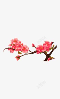 粉色手绘桃花装饰图案素材