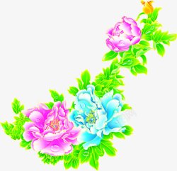 粉蓝色手绘花朵植物素材