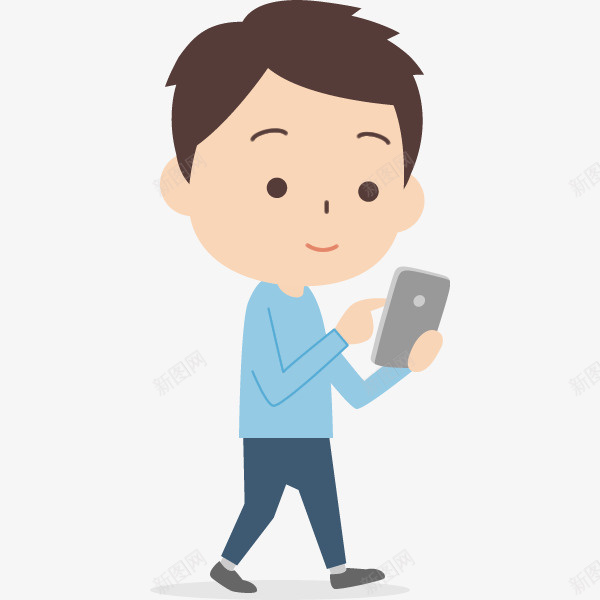 卡通走路玩手机png免抠素材_88icon https://88icon.com 卡通 手机 智能电话 滑手机 男孩