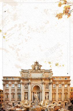简约创意罗马假日旅行海报背景素材背景
