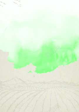 中国风绿色水墨清新茶田背景素材背景