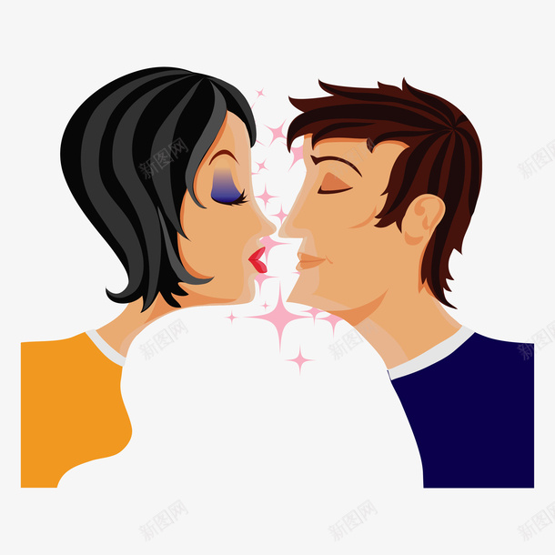 kiss七夕情侣接吻男女矢量图ai免抠素材_88icon https://88icon.com kiss 七夕情侣 卡通情侣 接吻图 接吻男女 星星 矢量图