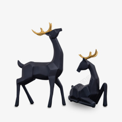 黑白的鹿摆件爱情鹿文艺家居装饰黑色高清图片