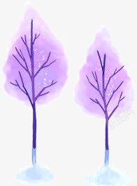手绘紫色树木梦幻海报素材