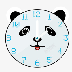简约时尚熊猫时钟素材