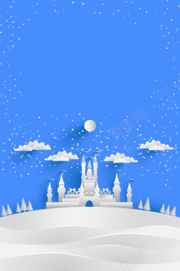 蓝色扁平雪乡旅游冰雕背景背景