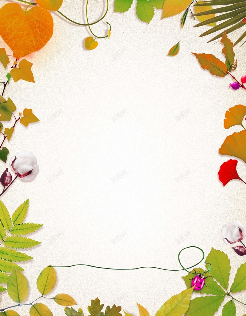落叶边框背景psd设计背景_88icon https://88icon.com 叶子 小清新 文艺 树叶 秋天 秋季 简约 落叶