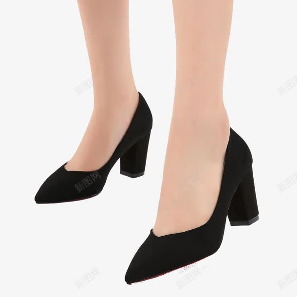 一双女鞋png免抠素材_88icon https://88icon.com 产品实物 绒面 高跟鞋 黑色