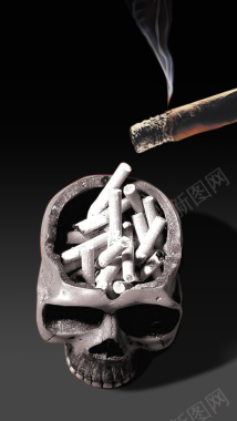 骷髅与香烟禁止抽烟H5背景背景