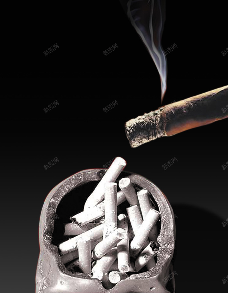 骷髅与香烟禁止抽烟H5背景psd设计背景_88icon https://88icon.com 531世界无烟日 Not Smoking nosmoking 不抽烟 戒烟日 禁止吸烟 禁烟日 香烟微距 香烟特写 骷髅与香烟