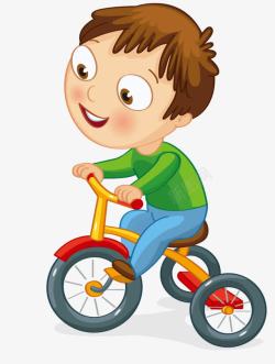 卡通男孩骑单车素材
