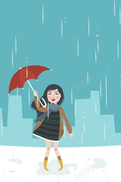 雨水滋润简约浪漫卡通下雨背景高清图片