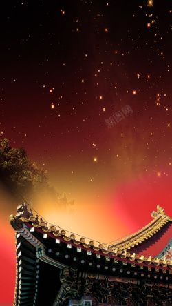 红稠中国风古文化宫殿H5背景高清图片