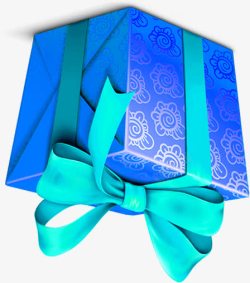 蓝色花纹礼盒蓝色蝴蝶结素材