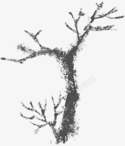 黑色冬日水墨创意树枝素材